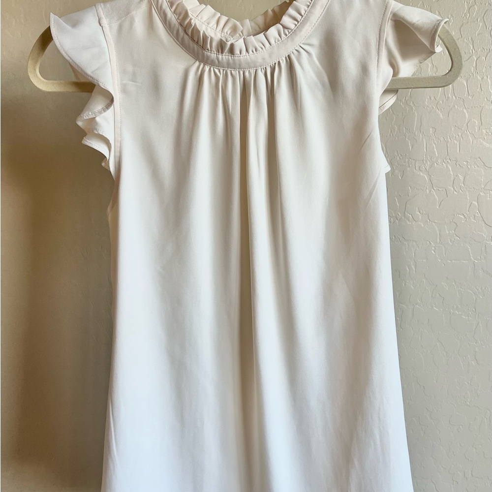 LOFT Cream Ruffle Detail Top (XS)